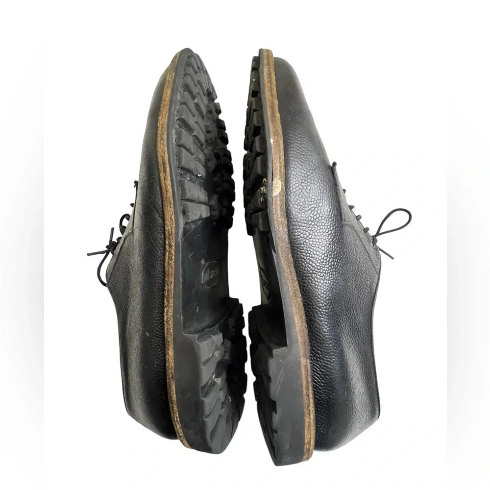 Salvatore Ferragamo Oxford Pebbled Black Leather Shoes Mens Size 11